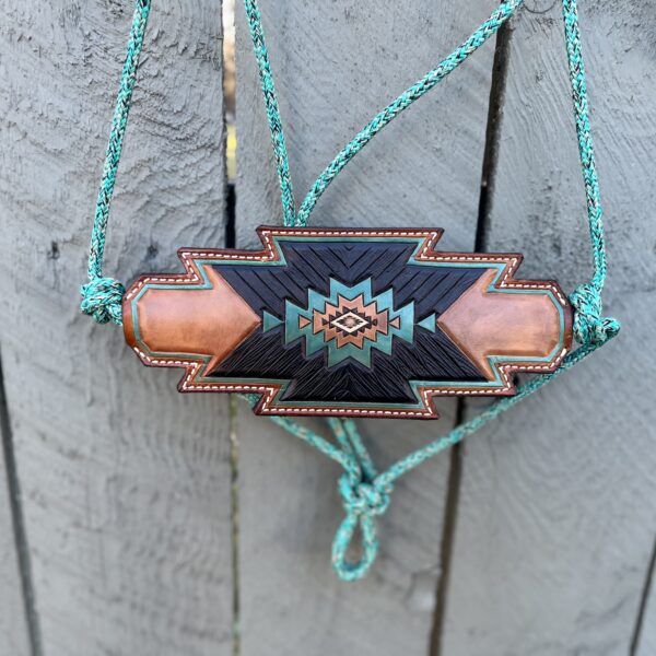 Teal Rope Halter - Leopard Aztec